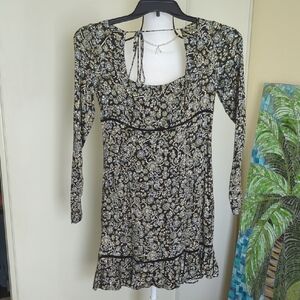 Floral Black and Cream Women's Dress
